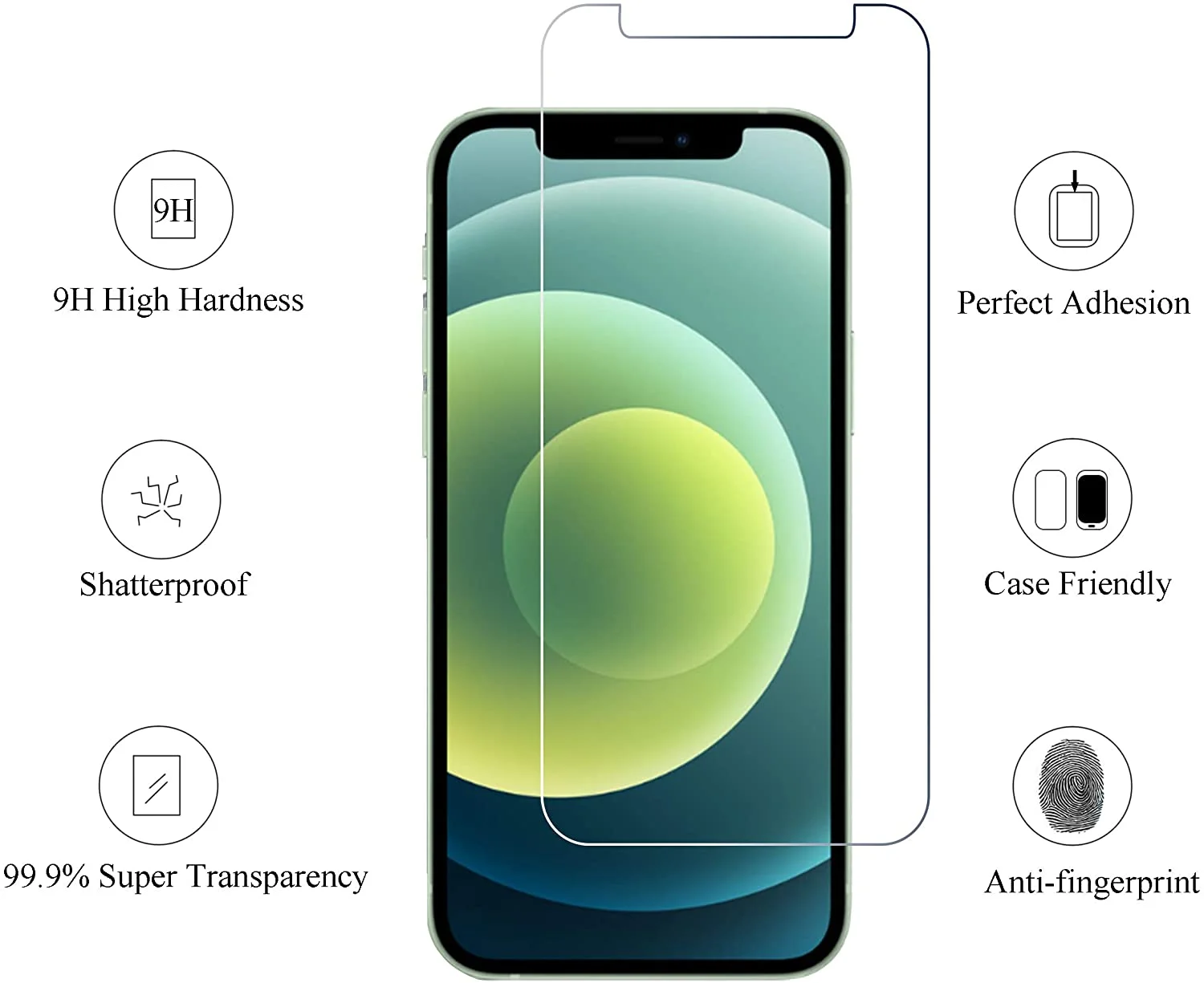 High Quality Anti-scratch Screen Protector for iPhone 13 Pro Max/ Xs Max Case-Friendly Bubble-Free Tempered Glass for iPhone 12