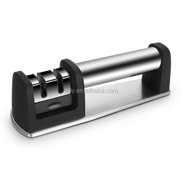 Hot Selling Nonslip Stainless Steel Coarse Fine Knife Sharpener for Kitchen