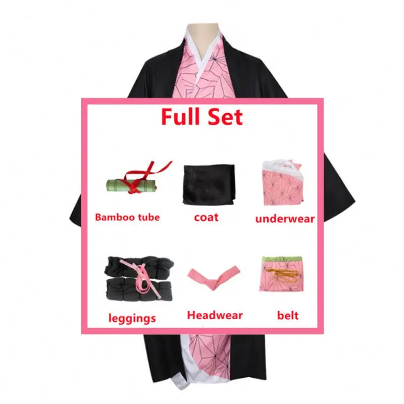 Demon Slayer Kimetsu no Yaiba Kamado Nezuko Anime Adult Kids Kimono Cosplay Costume