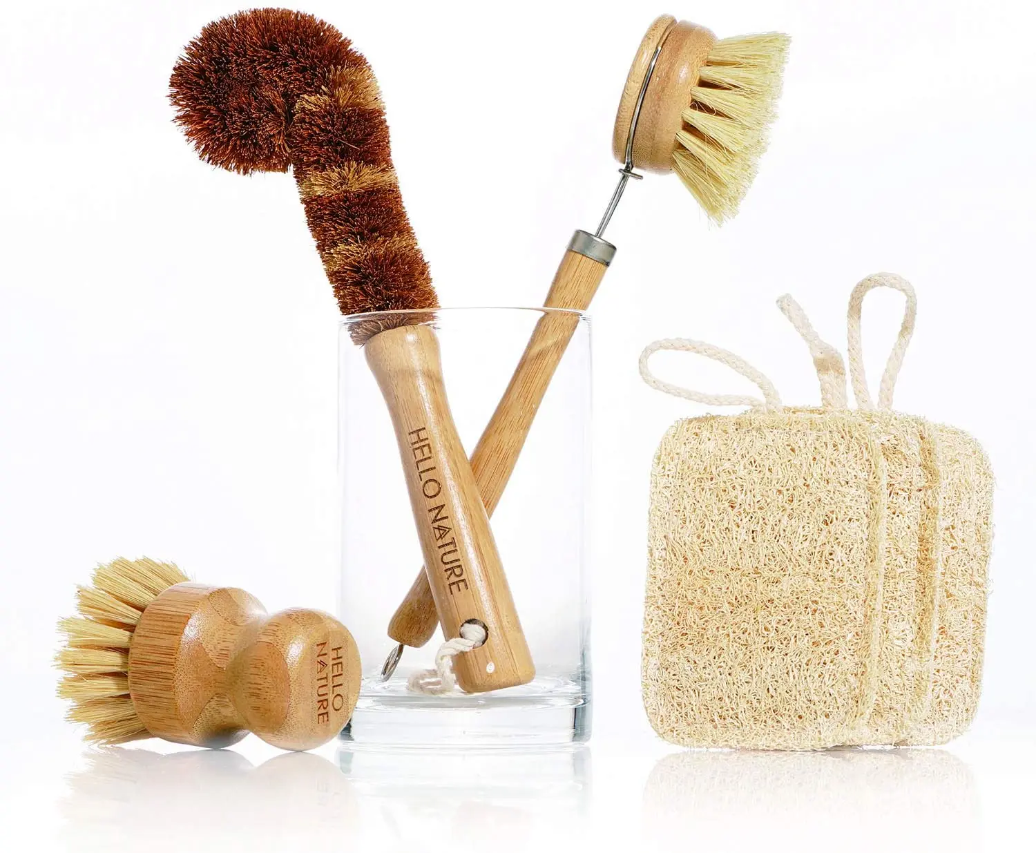 Biodegradable Coconut Wood Bamboo Handle Sisal Bristle Natural Eco Friendly Kitchen Dish Scrub Brushes