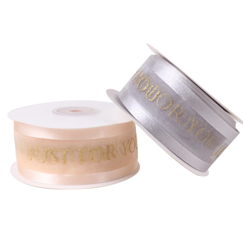 
38 mm 20 yards rose gold ribbon wire edges silk sheer organza gift ribbon 