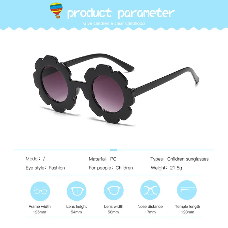 Multi-color plastic sunflowers fashion custom logo UV400 cute baby children kids sunglasses