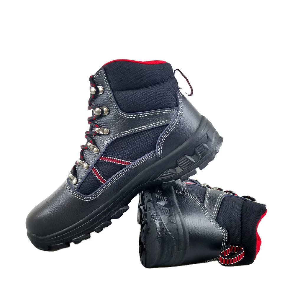 FH1961 High Quality Oem Safety Shoes steel toe Anti-stab  Smooth Leather worker boots Black