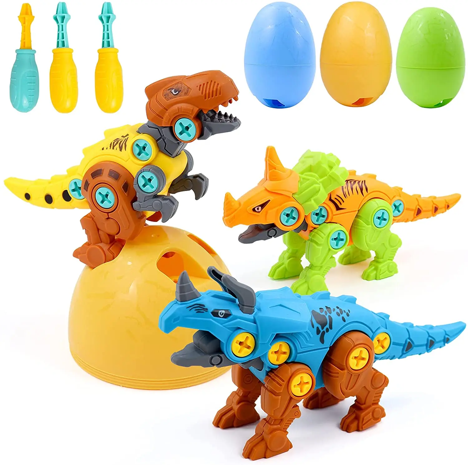 
Hot sale educational toy take apart dinosaur toy set with dinosaurs eggs and screwdrivers building block toys for kids 