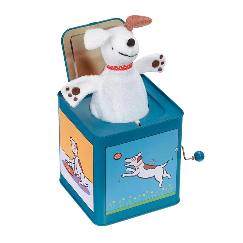 Direct Factory Sale  Pop up doll Jack In The Box Music Tin Box With Crank handle Holiday gift Box with custom doll and music