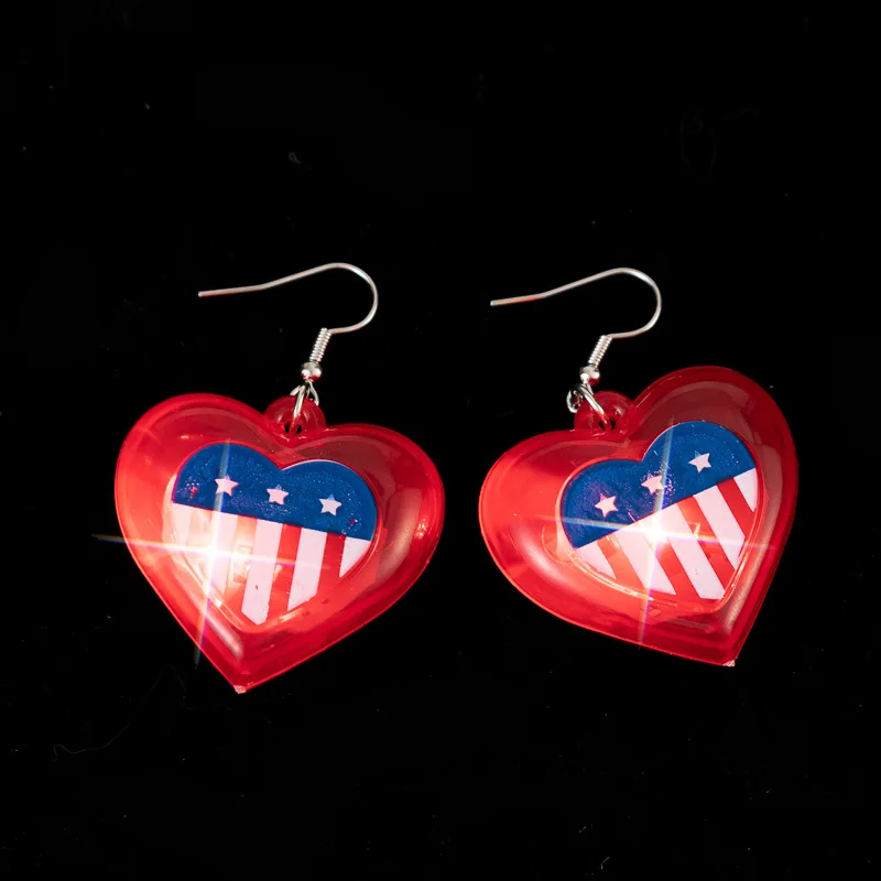 Hot Selling Independence Day Party Glowing Led Flashing Headband Glowing Earrings 4th of July Necklaces Patriotic Party Favor