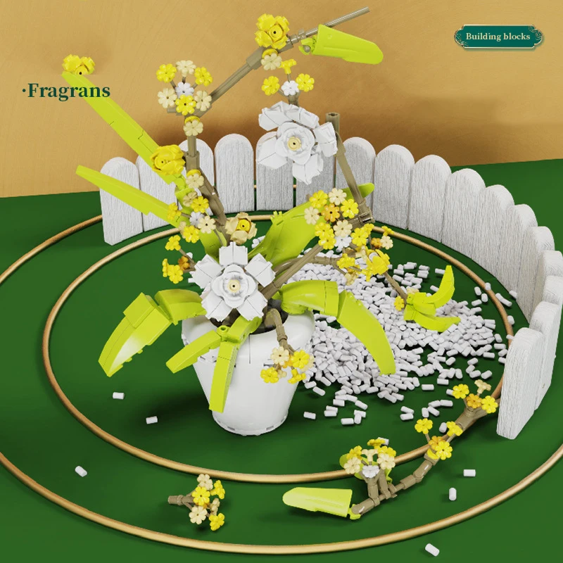 Diy Brick Decoration Flower Bouquet Building Block for Home Decor Gift Assembly Toy for Girl Flower Construction Brick Set