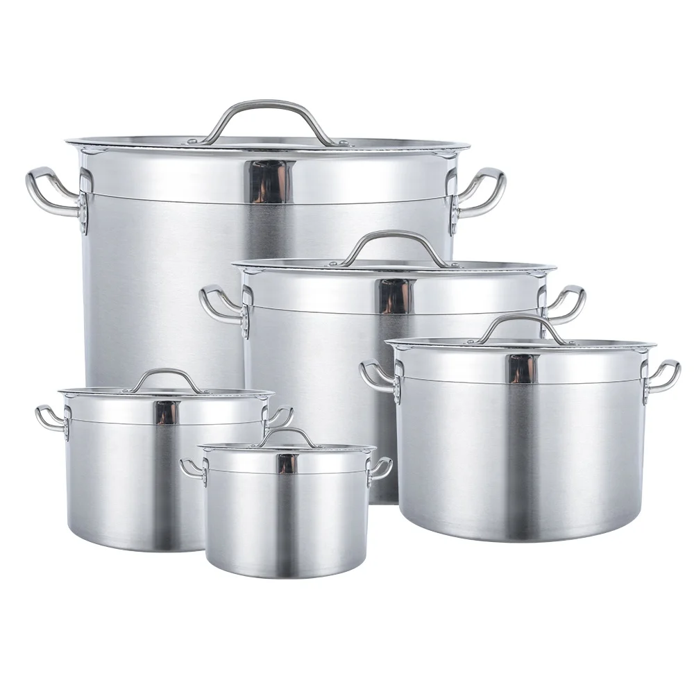 Induction Bottom Durable Restaurant Kitchen Stainless Steel Big Pots For Cooking