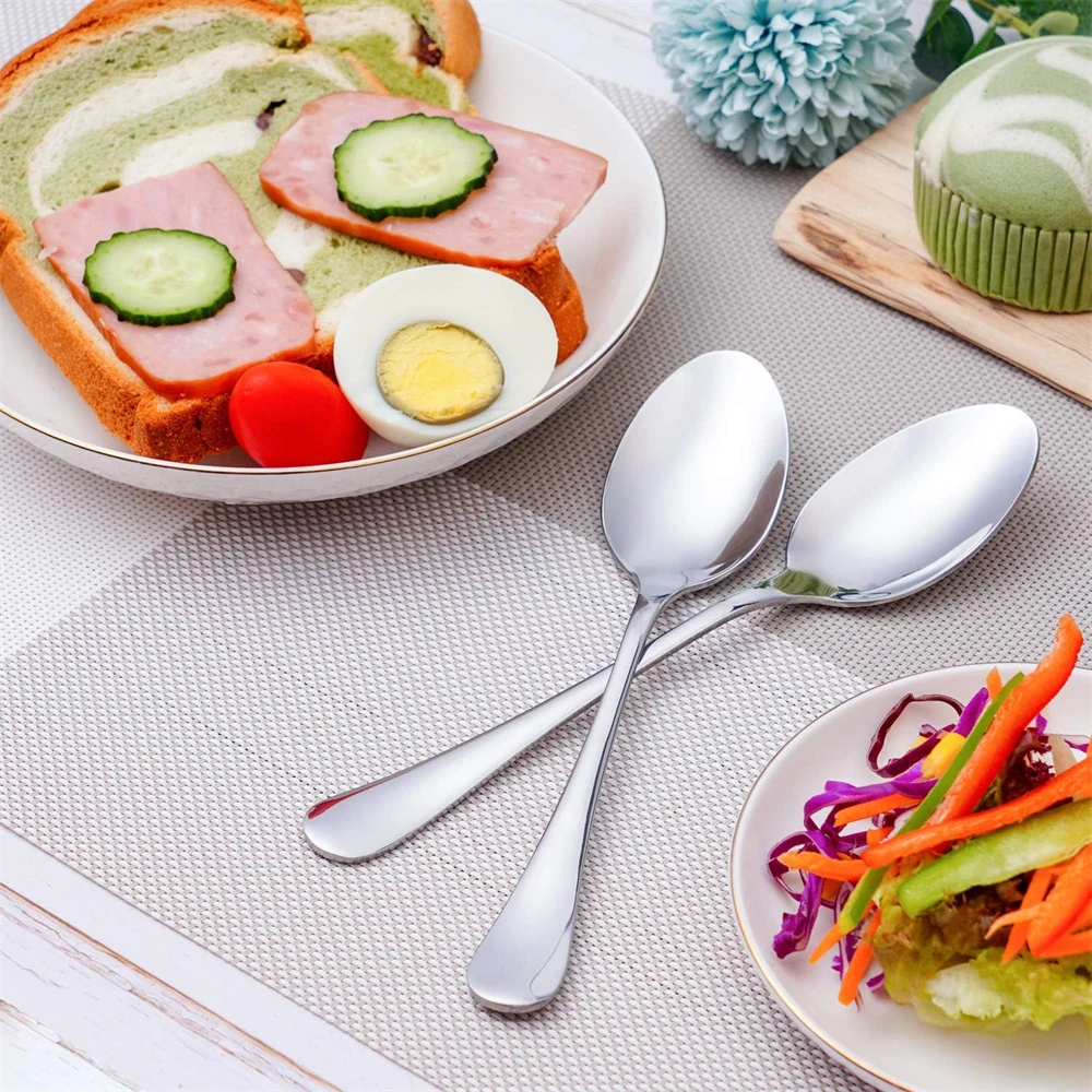 6pcs Small Kitchen Cutlery Stainless Steel Ice Cream Spoon Set Classic Design Silver Metal Spoon Caviar Honey Tea Coffee Spoon
