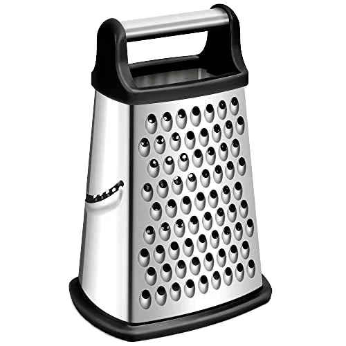 Professional 4-Sided Stainless Steel Cheese Box Grater with Detachable Storage Container for Potato Pumpkins Carrots Ginger