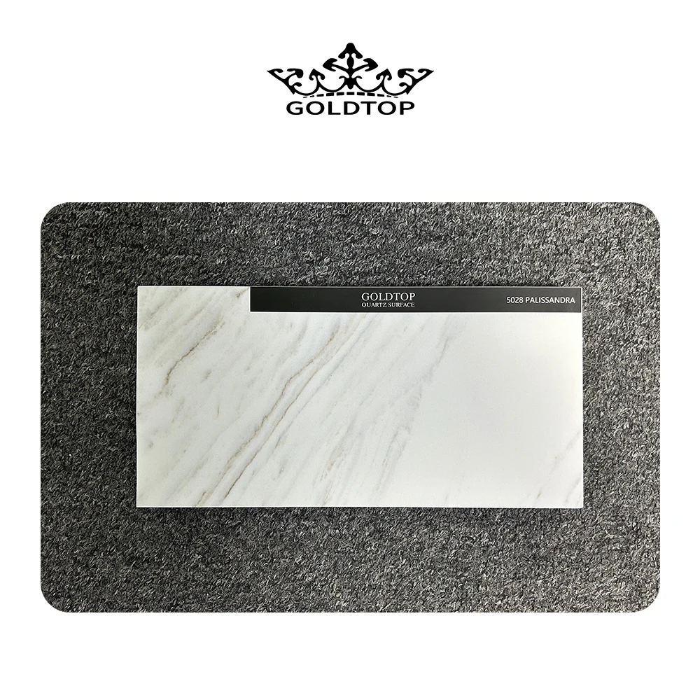 GOLDTOP  High Quality Cuarzo 5028 palissandra Wholesale Price Calacatta White Artificial Quartz Slabs countertops with Grey Vein