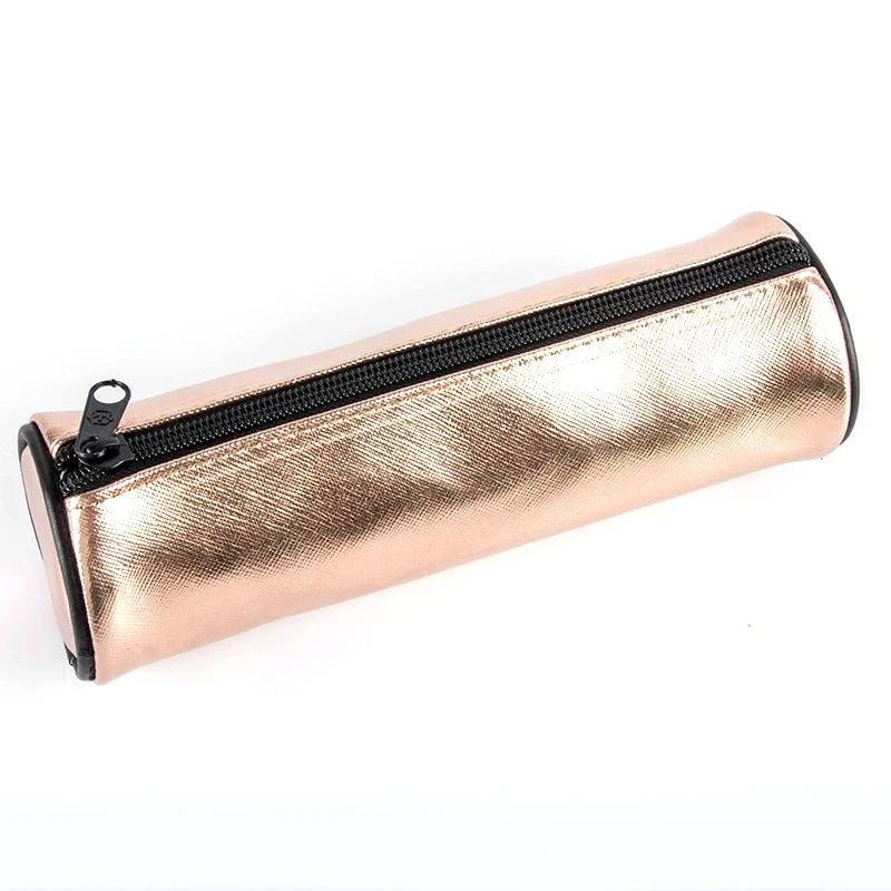 PU Leather Pen Bag Student Stationery Bag Zipper Blank Cylinder Pencil Bag Case Wholesale High Quality Simple Gift Summer Fish
