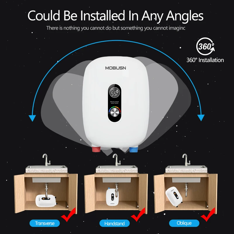 Small Size tankless Water Heater New Design constant temperature CE ROHS Certified 3.5KW to 6.5kw instant electric water heater