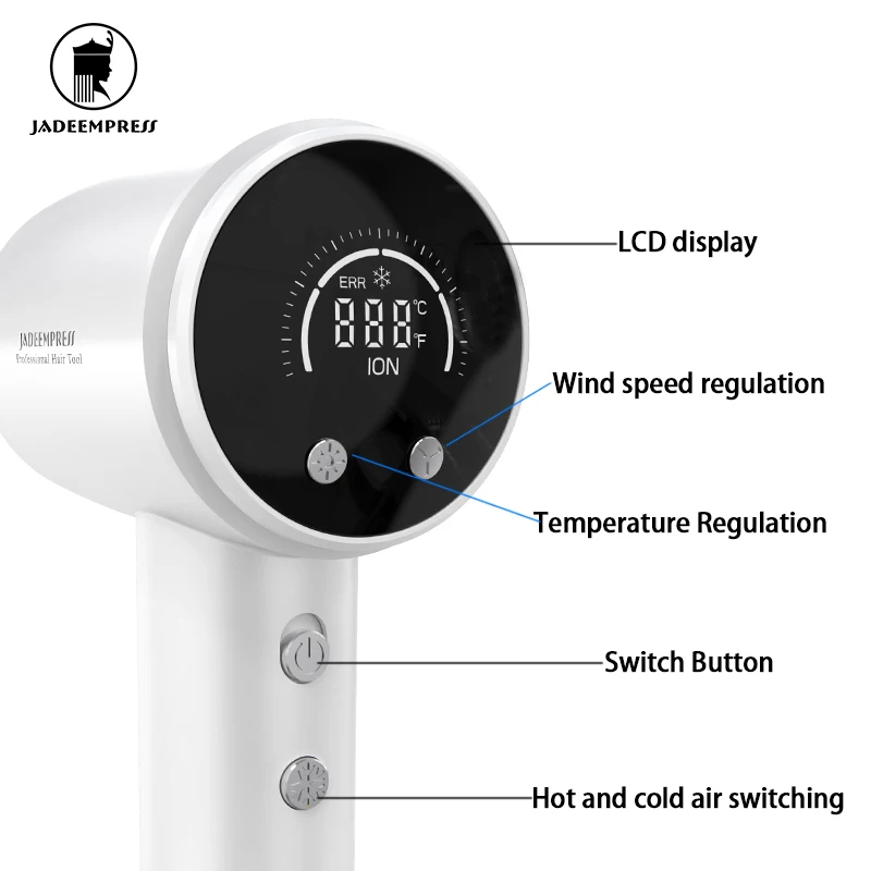 Newest Design Powerful Professional High Speed Brushless Motor Hair Dryer LED display 2024