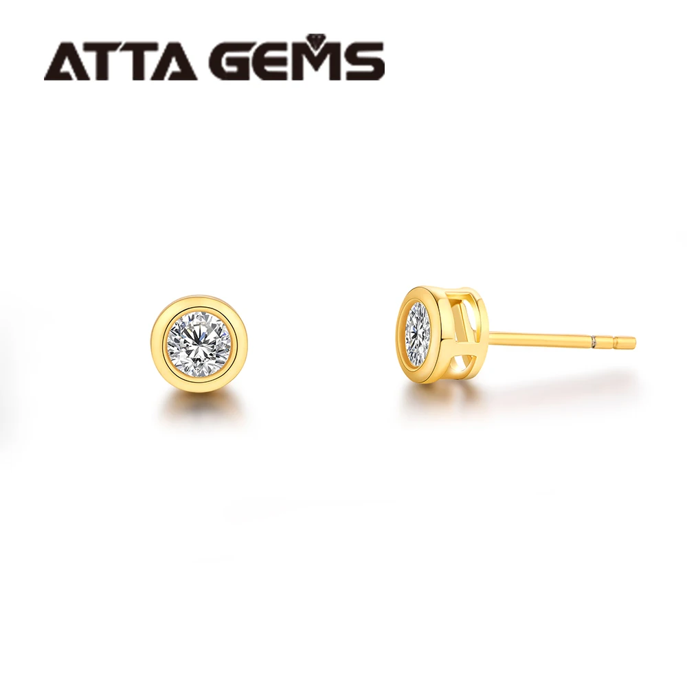 14K 10k gold D Color VVS 4mm Round Cut Moissanite Studs Earrings 925 Sterling Silver Fine Jewelry For Her