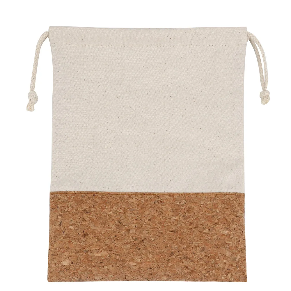 
Factory Direct Wholesale Profession Customized Cork Bag Natural Joint Cotton Canvas Cork Leather Drawstring Pouch 