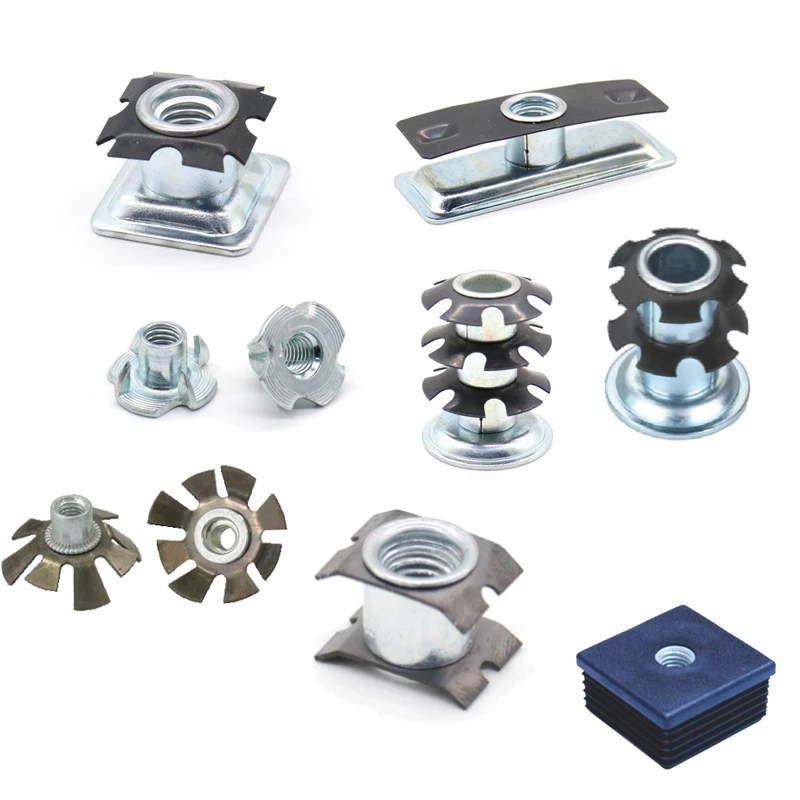 OEM ODM Custom logo Wooden table chair sofa leg Zinc plated Pipe to Casters Steel metal Pipe threaded tube connecting Star Nuts