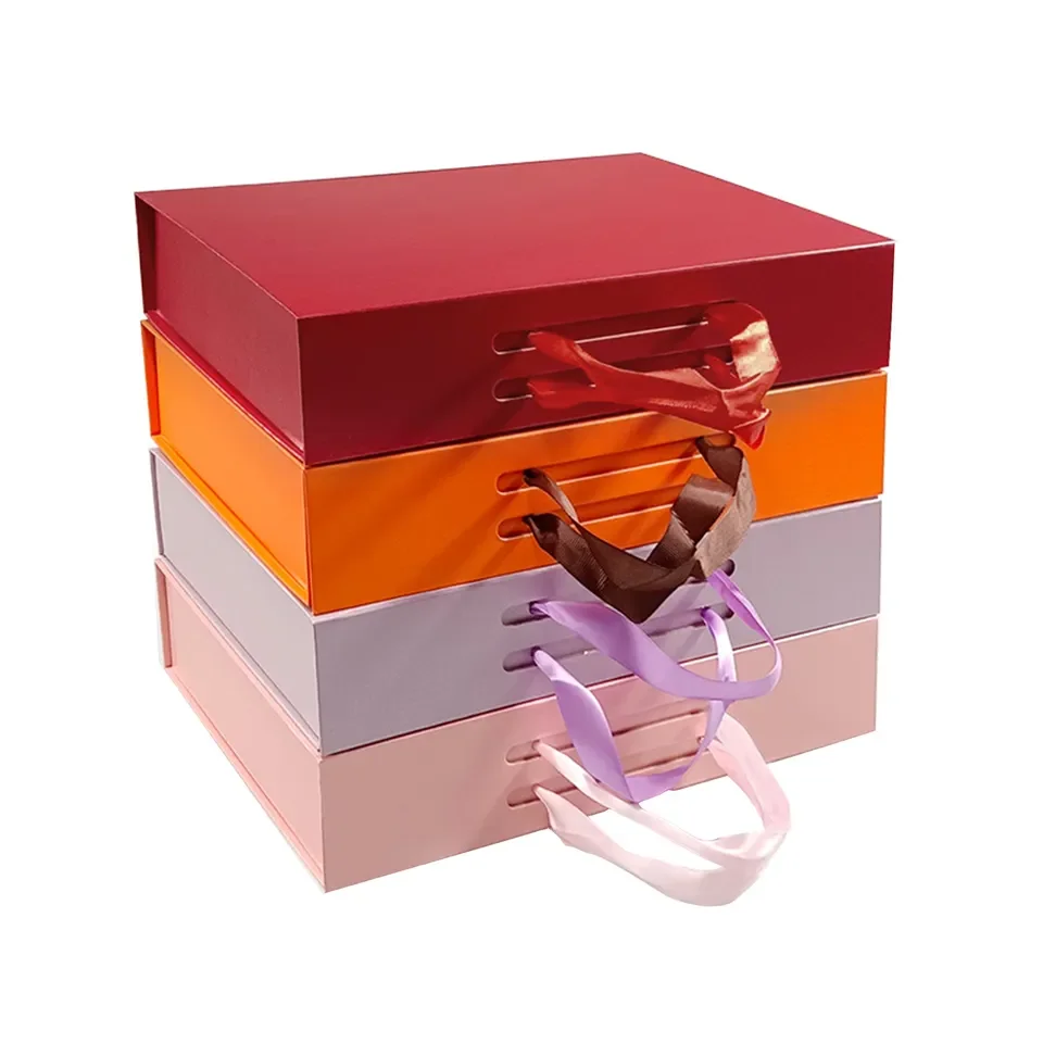 Custom luxury Colorful Reusable Clothing Box Packaging For Women Underwear Packaging Folding Ribbon Magnetic Gift Box