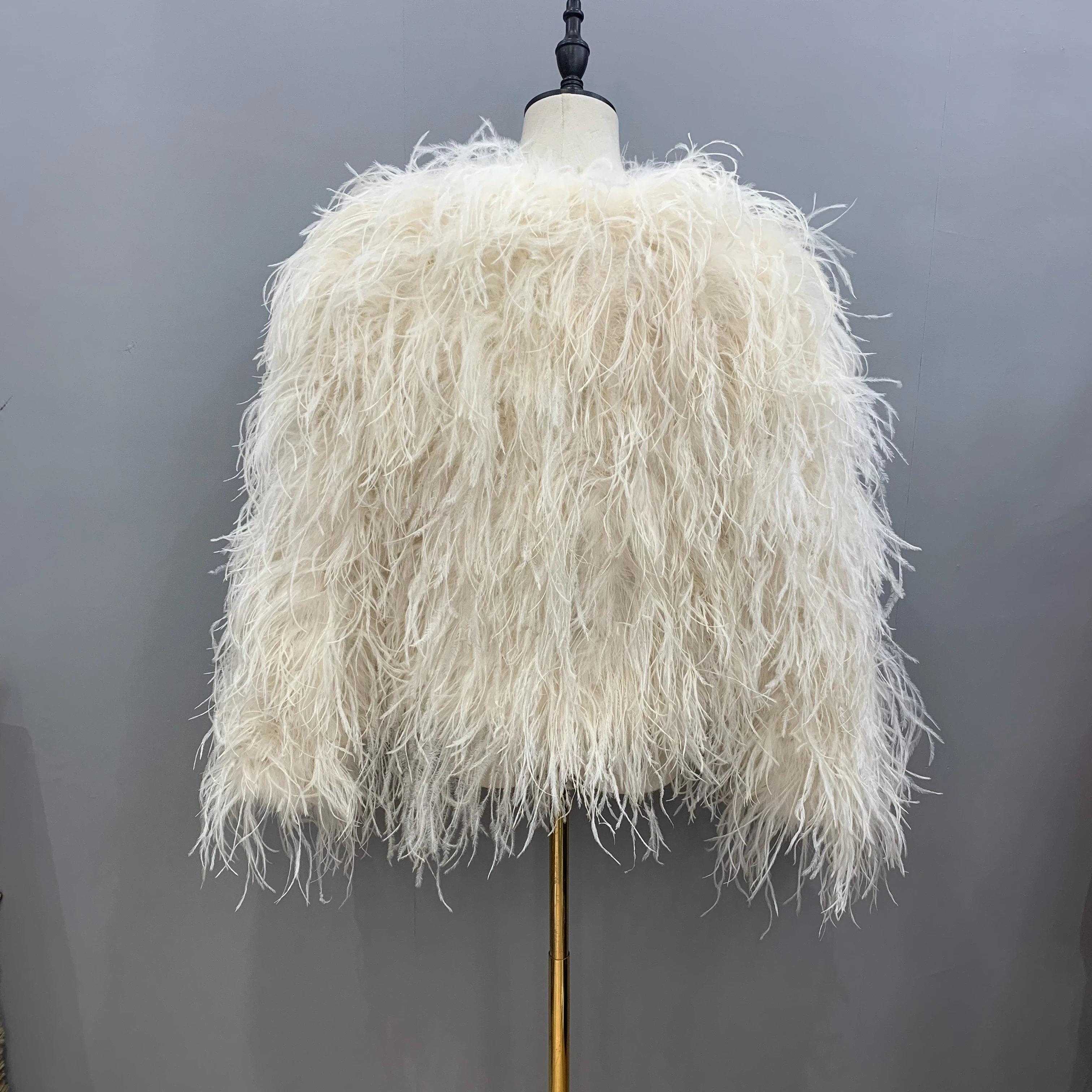 Factory Direct 2023 New Fashion Winter Real Ostrich Feather Fur Coat Fur Jacket for Women