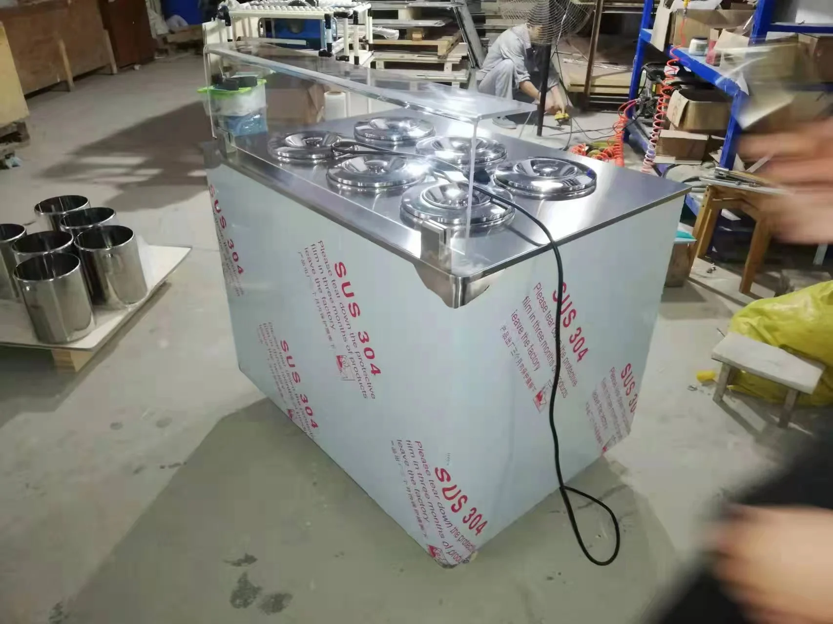 {MEHEN MCB6} 6 Barrels Gelato Machine Ice Cream Display Machine Italian Gelato Pozzetti Display Freezer