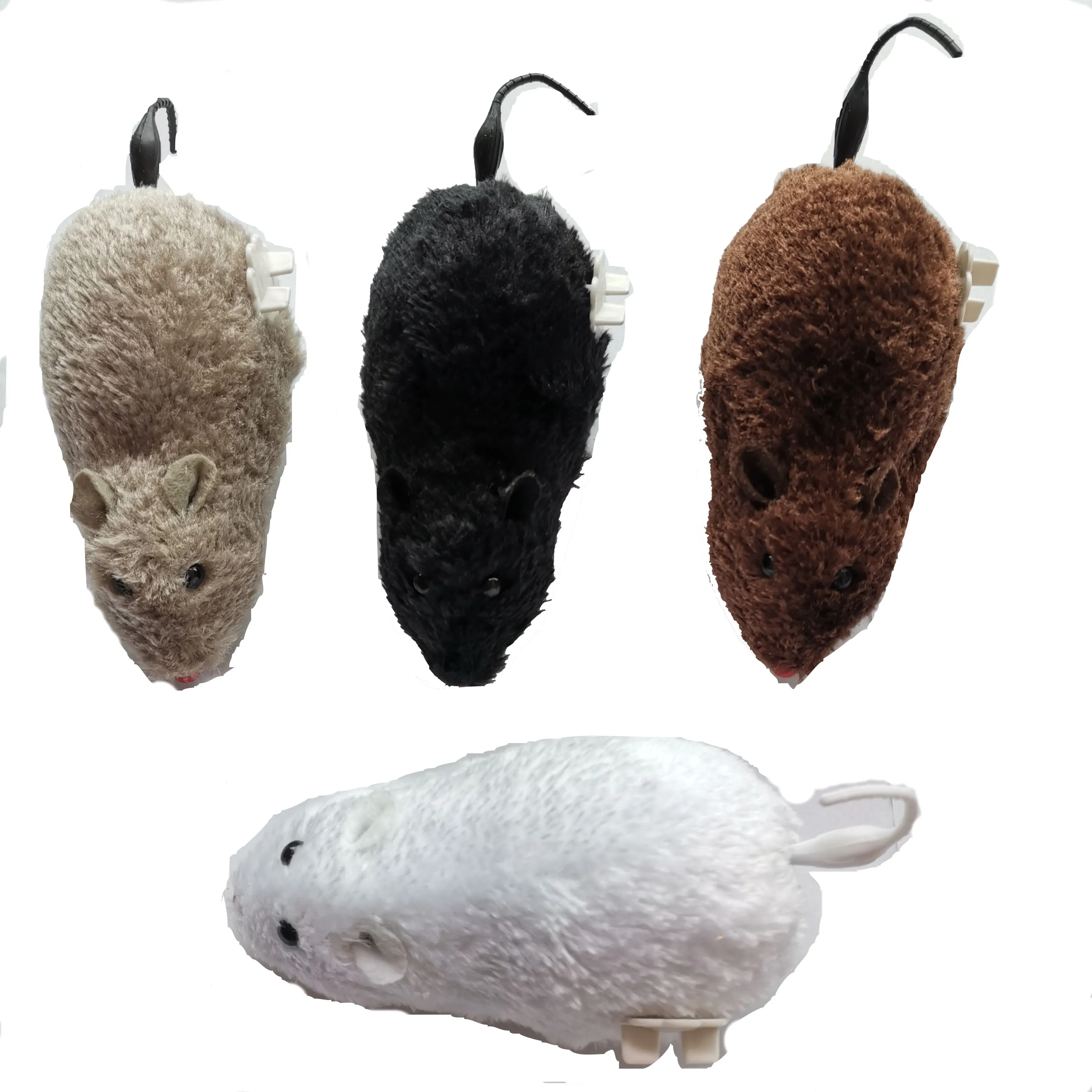 Wind Up Toy Mouse Furry Running Realistic Plush Mice With Twirling Tail-Wind up Rats Mechanical Toys Prank Mouse Play Toys