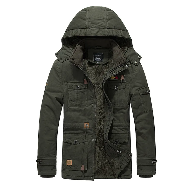 6XL Wholesale man winter coat with Collar hooded pure cotton soft  clothing fleece thickening long plus size leisure jacket