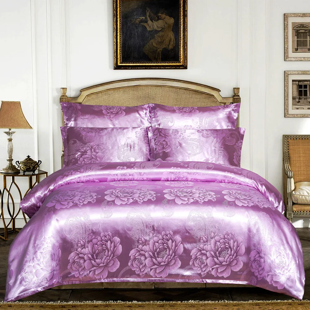Luxury Jacquard Duvet Cover Set Customized Floral Pillowcase US EU Comforter Cover Bed Linen Brushed Microfiber Bedding Set