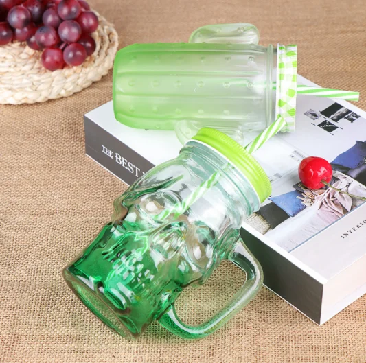 Progressive Color Mason Cup cactus frosted glass juice drink cup