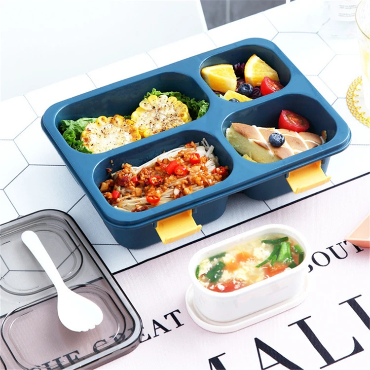 
4 Compartments High Quality Portable Pp Plastic Lunch Box For Children School Office 