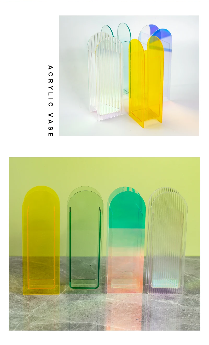 Настраиваемая домашняя Радужная Геометрическая ваза украшение для свадьбы красочная акриловая цветов