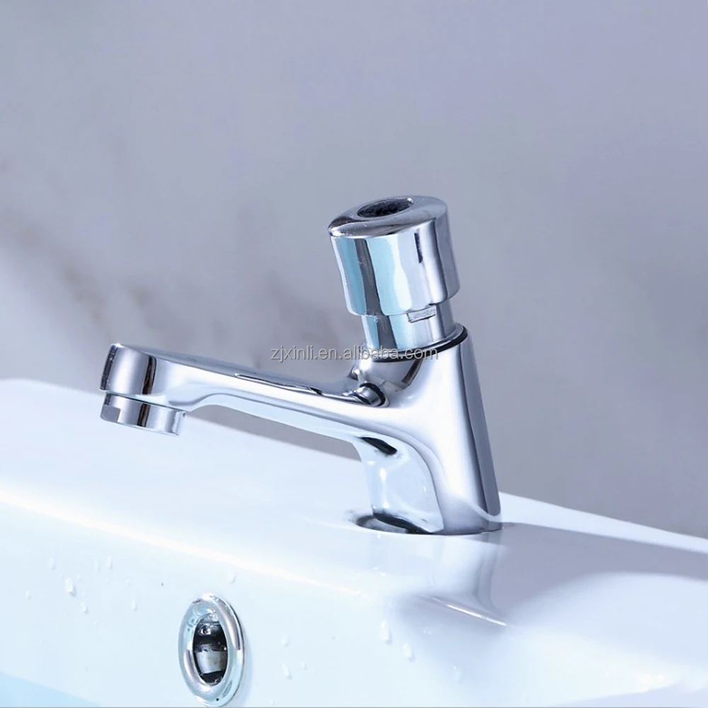 X10087 Deck Mounted Chrome Brass Material of Self Closing Time Extended Tap