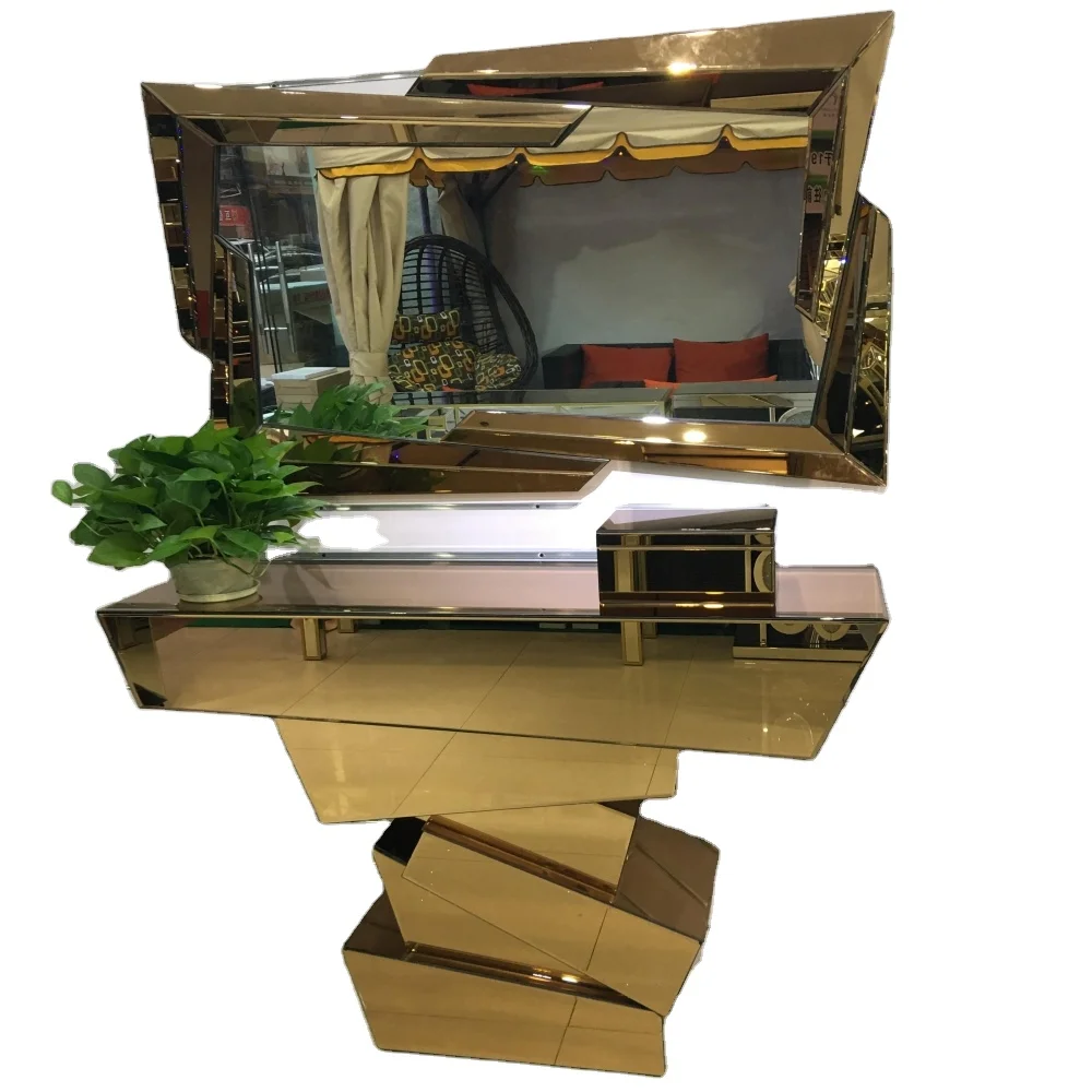 Furniture Marker Esstisch Gold Bar End Side Mirror Royal Wall Mirror  And Console Table Set