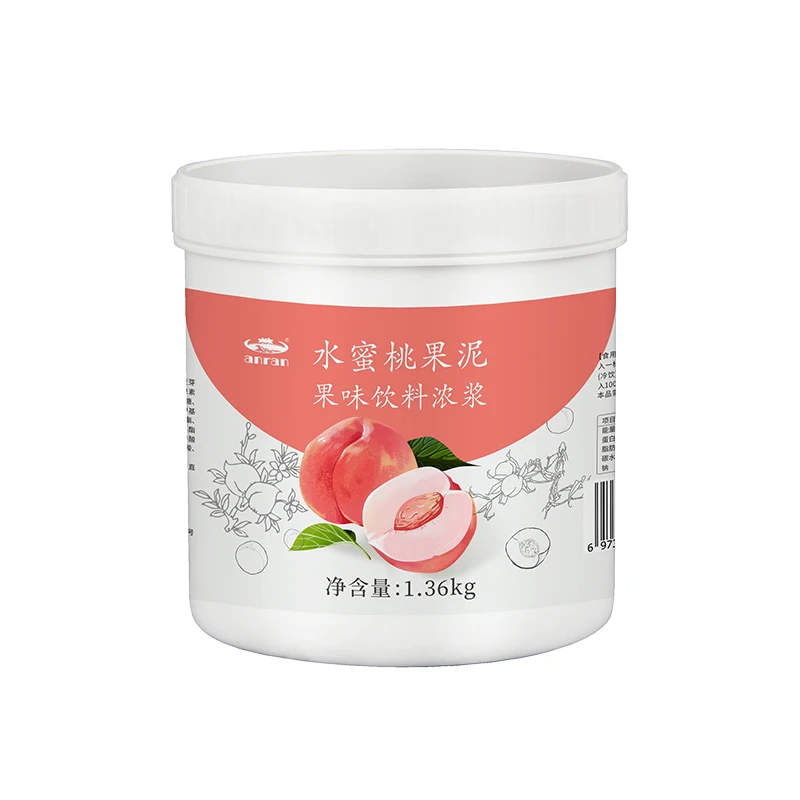 Wholesale 1.36 kg Juice Peach Puree High Quality For Bubble Tea  Fruit Tea Dessert Ice Cream Different Flavor