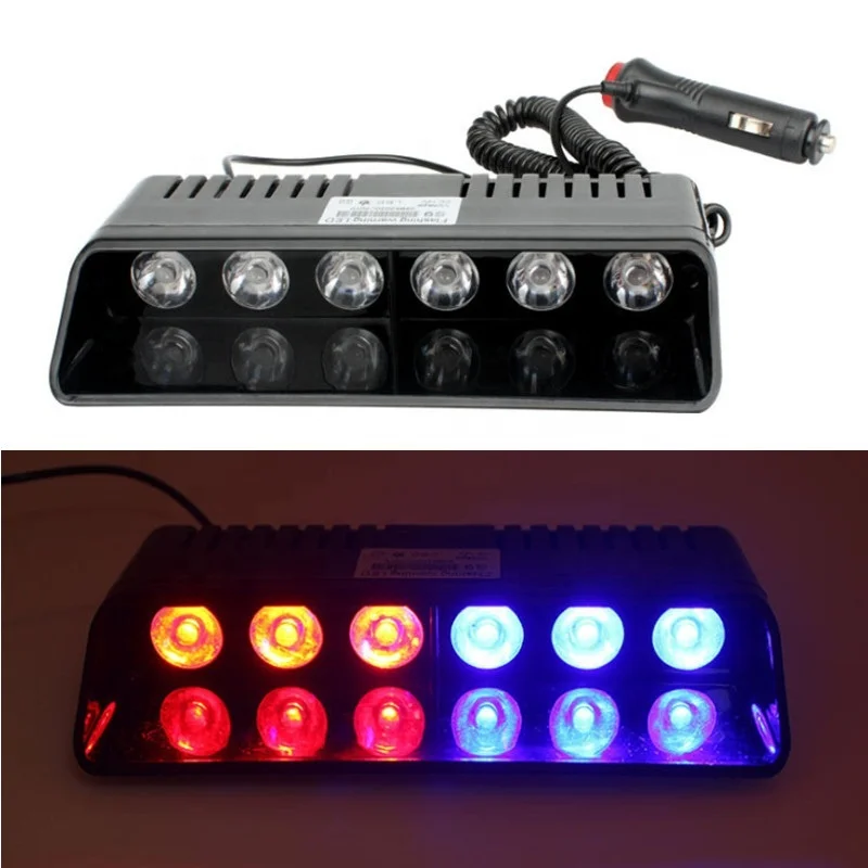 Auto Windshield Flashing Lights Sucker Warning Light Car LED Strobe Red Blue Signal Lamp DC 12V Vehicle Flash Emergency Lamps