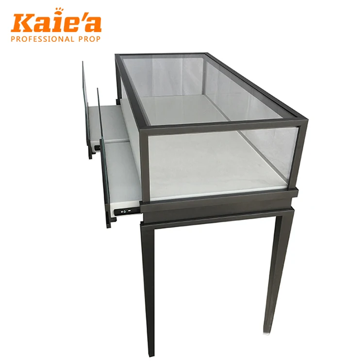 Retail Custom Jewelry Kiosk Showcase Lockable jewelry shop display cabinet freestanding jewelry glass display showcase