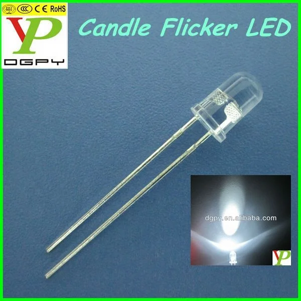 3.0-3.5V 3mm 5mm Candle flickering LEDs Orange/Amber ( CE & RoHS Compliant )