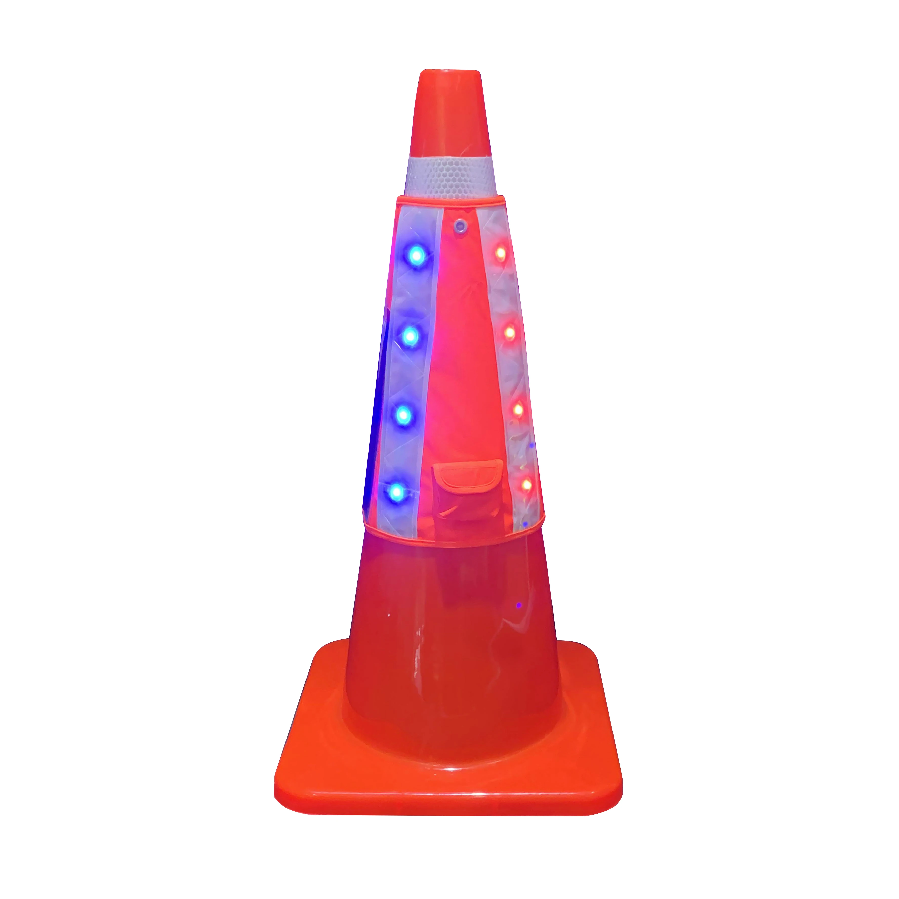Custom safety cones signal flare sleeve rechargeable flashlight led collar solar traffic warning light for road cone
