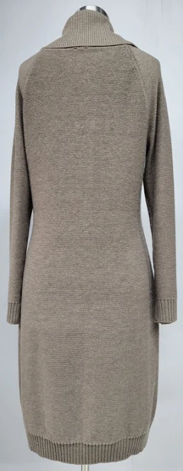 Oem and ODm Fashionable knitted Cables Turtleneck Casual Loose Midi Appliqued Autumn and Winter Women Dress For Office Ladies