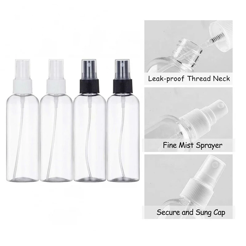 Wholesale Empty Transparent and White 10ml 15ml 20ml 25ml 1 oz 30ml 50ml 60ml 80ml 100ml 120ml 150ml Plastic Spray Bottles