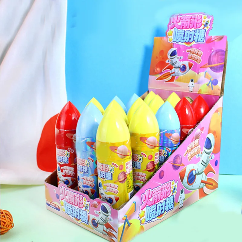 New Design Toy Candy Magic Jam Mixed Fruity Sour Liquid Candy Super Rocket Styling Spray Candy