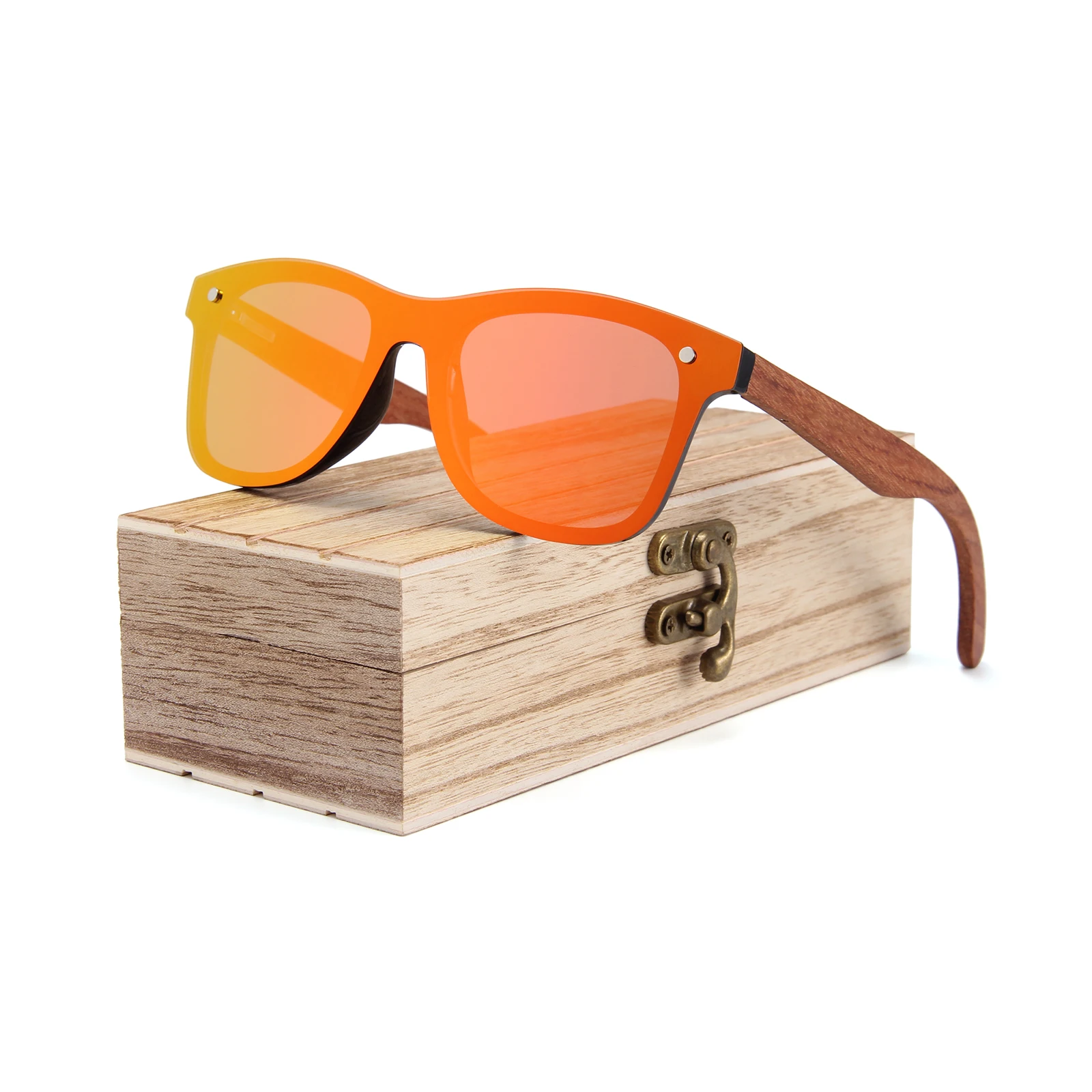 New Fashion polarized wooden sunglasses eco friendly  custom sunglasses logo square frame bamboo sunglasses 2024