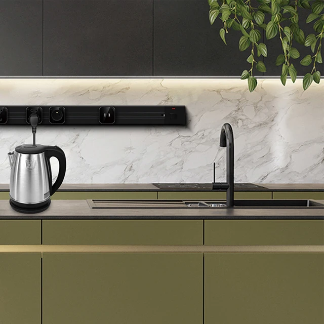 Ultra-thin rail power socket is suitable for hotel  kitchen office/splash-proof design and safe multifunctional electric track