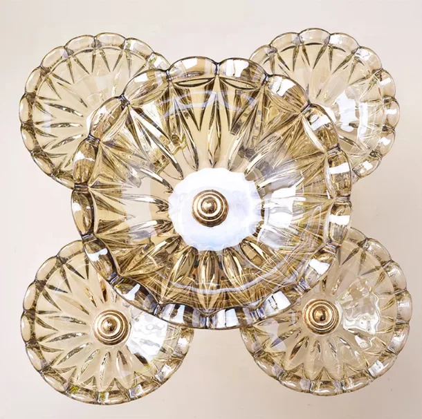 Classic Quality Luxury Creative Glass Dried Fruit Candy Plate 2-layer metal tray