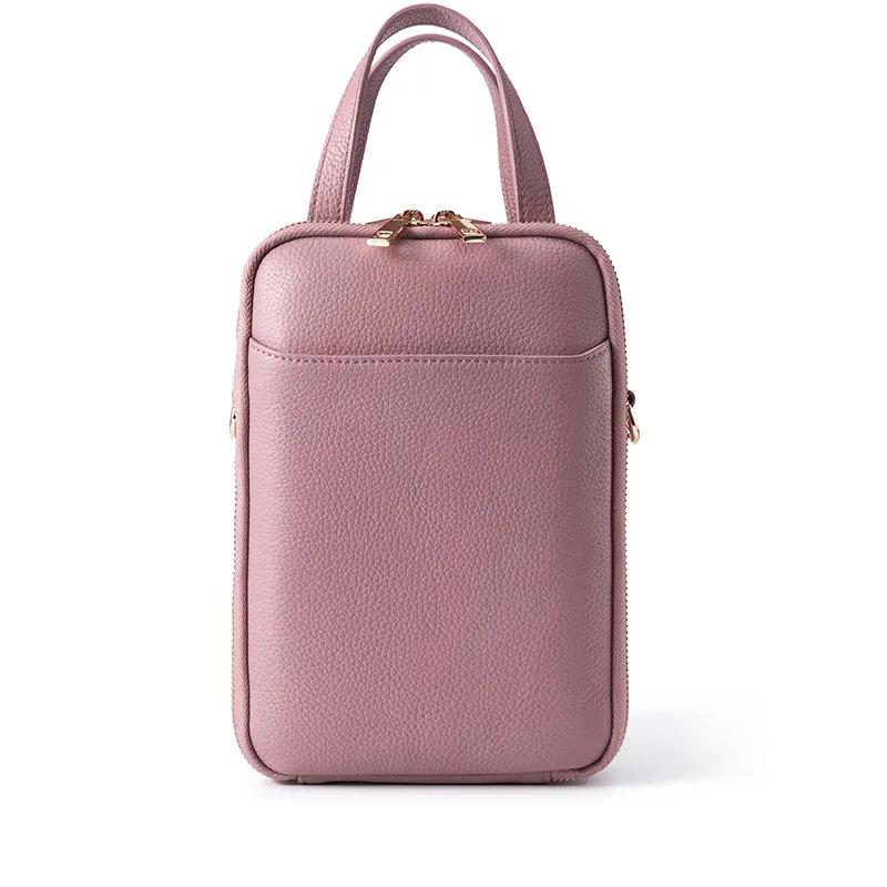 Top selling high end quality multi function Crossbody bag women leather shoulder bag  with double zipper pocket