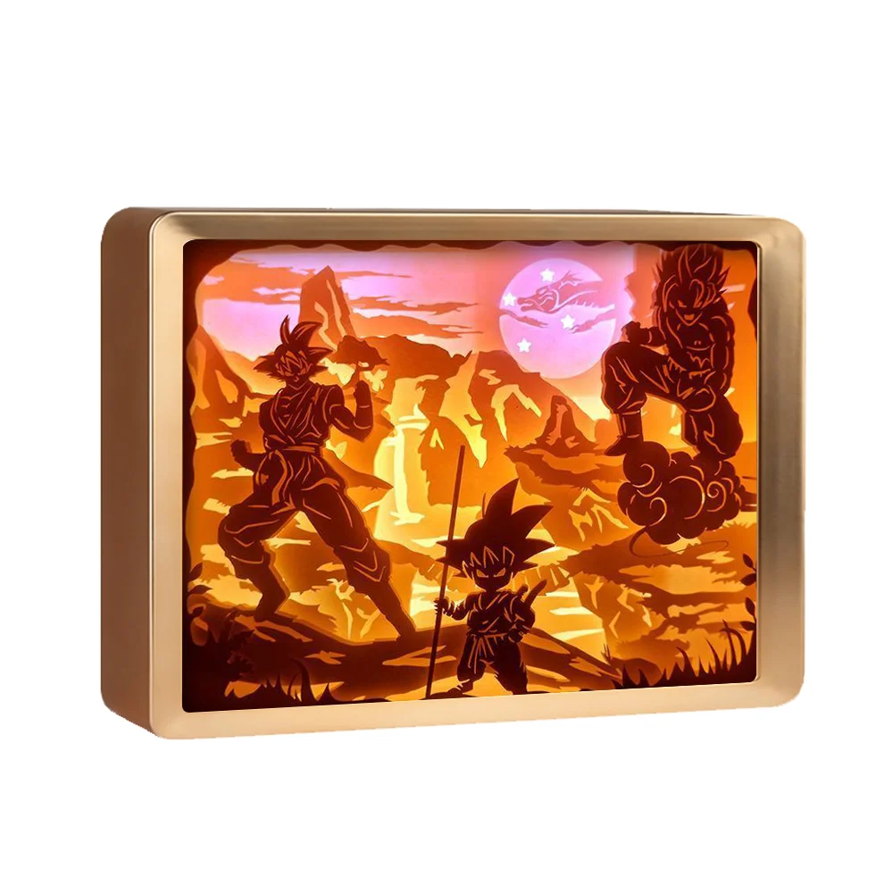 Paper Carving Light and Shadow Room Decorative Lamp 2023 Best-selling Customized Animated Dragon Ball Pattern 3D LED Bedroom 60