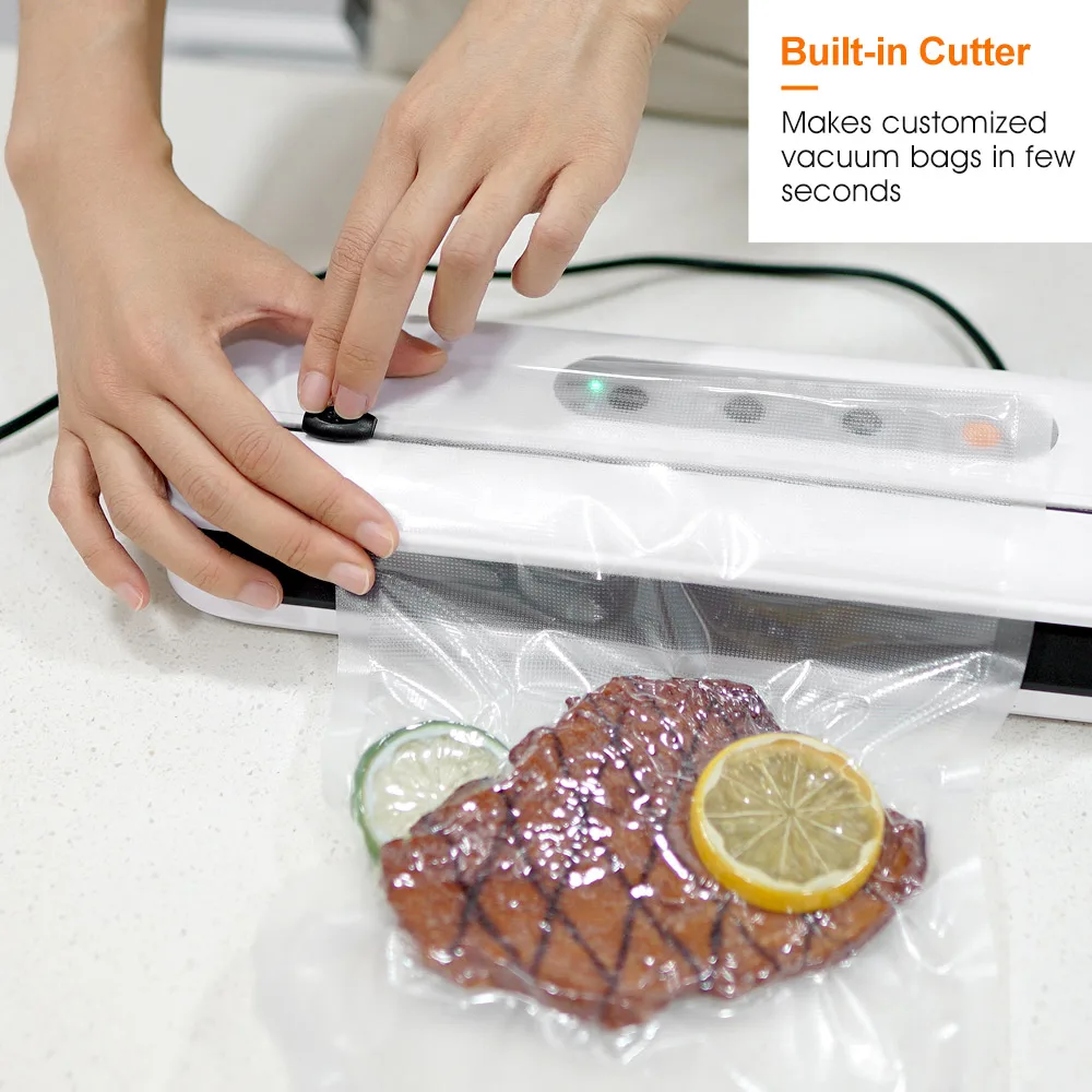 EU PLUG Vacuum Sealer Machine with Build-in Cutter LED Indicator for Dry and Moist Food Modes Food Storage Compact