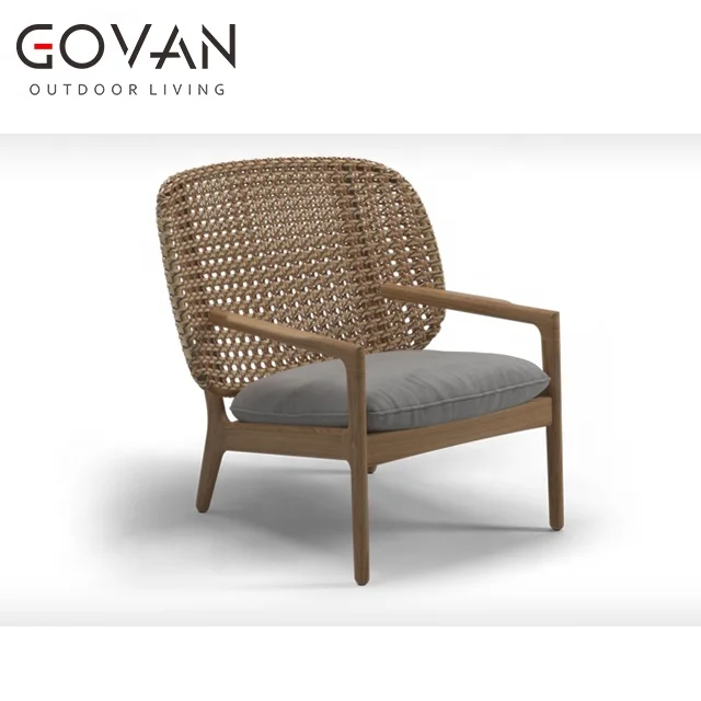 New Design Garden furniture  Teak Wood Outdoor Patio Wicker Leisure Chair Low Back Lounge Chair
