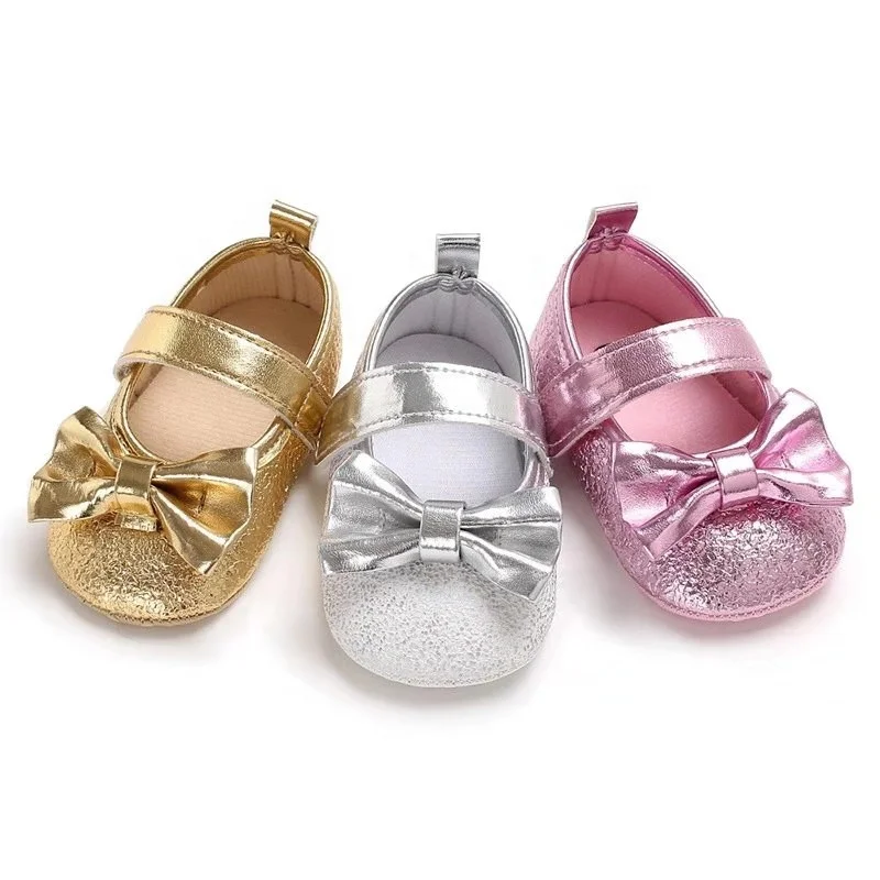 Cheap Soft Sole Toddler Dress Non Slip Infant Baby Girl Silver Shoes
