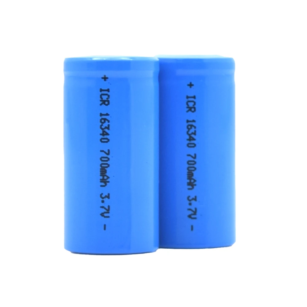 GEB Factory Price ICR 16340 Flat Top Cylindrical Li-ion Lithium Cell Batteries 3.7v 700mah Rechargeable Li Ion Polymer Bateria