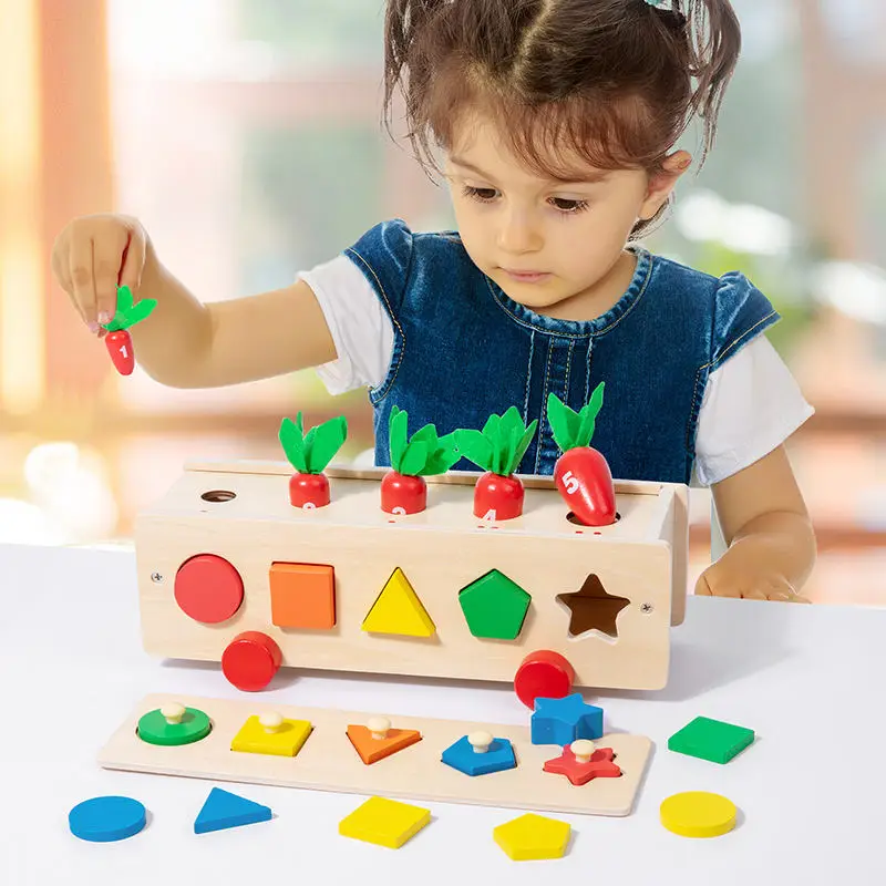 KS 2024 New Arrive Montessori Early Education Natural Wooden Shape Matching Sorting Box Children Toys For Kids Boys Girls